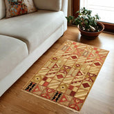 handmade Modern Gabbeh Beige Red Hand Knotted RECTANGLE 100% WOOL area rug 3  x 5